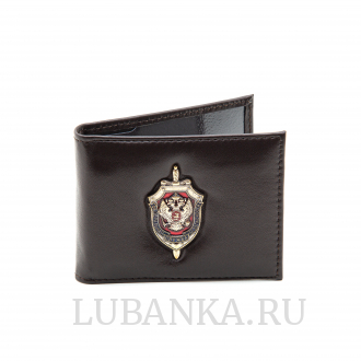 Обложка для удостоверения ФСБ с жетоном узкая пухлая коричневая