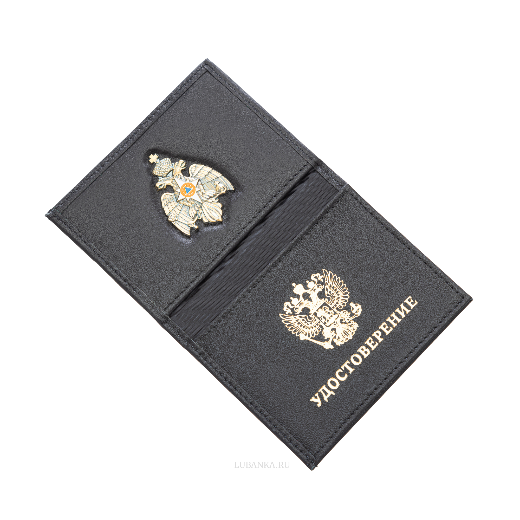 Обложка для удостоверения МЧС с жетоном черная