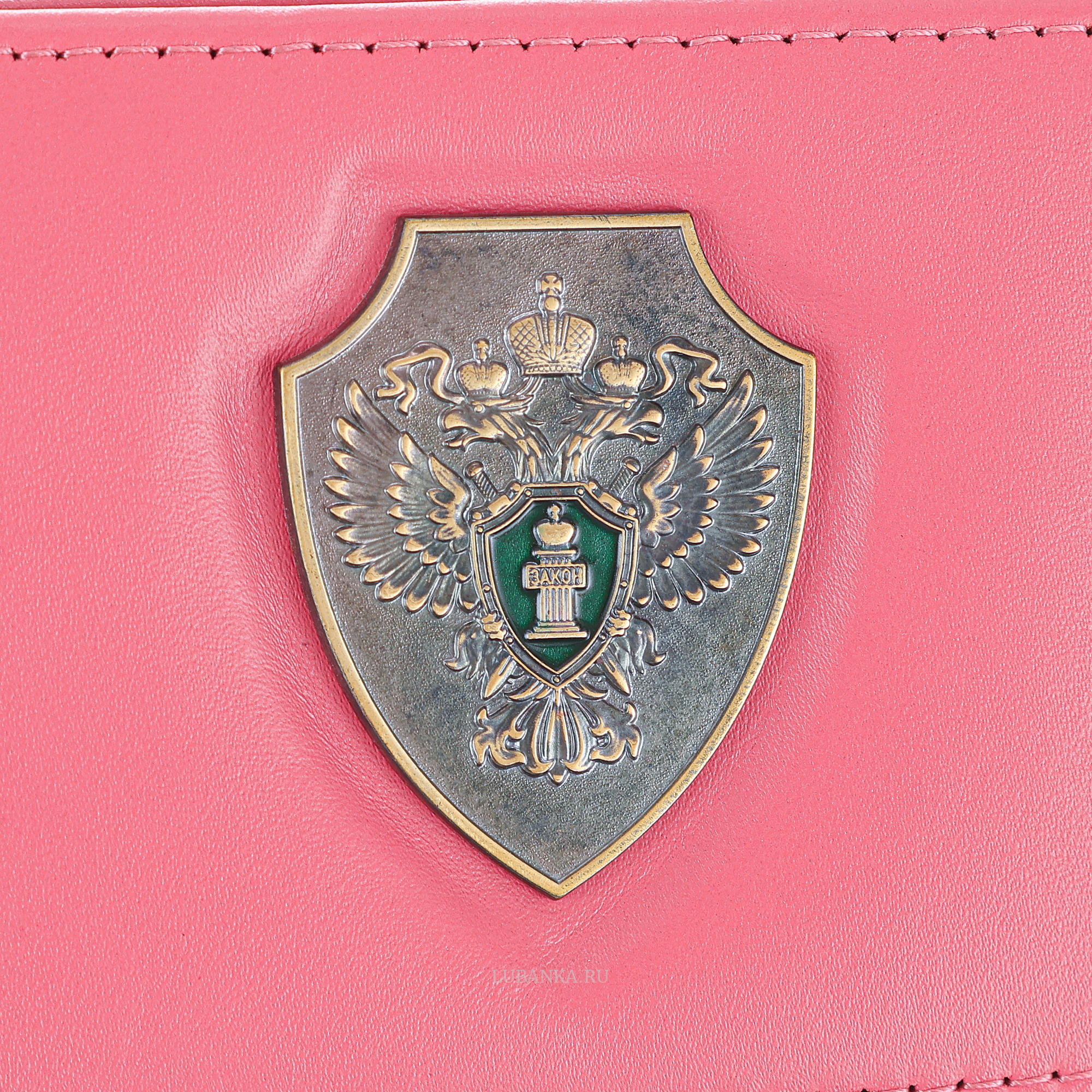 Обложка для удостоверения Прокуратура с жетоном узкая пухлая розовая