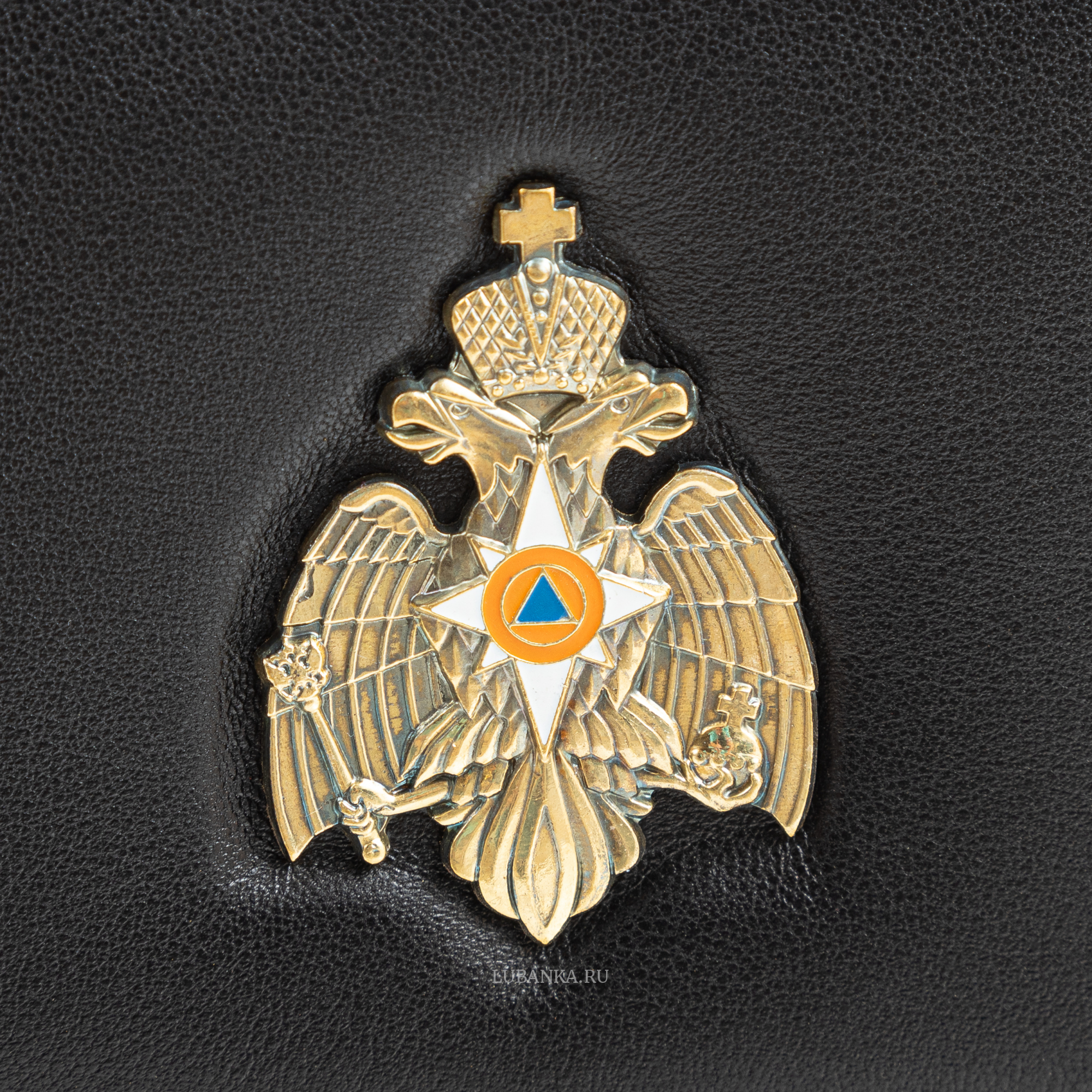 Обложка для удостоверения МЧС с жетоном узкая пухлая черная