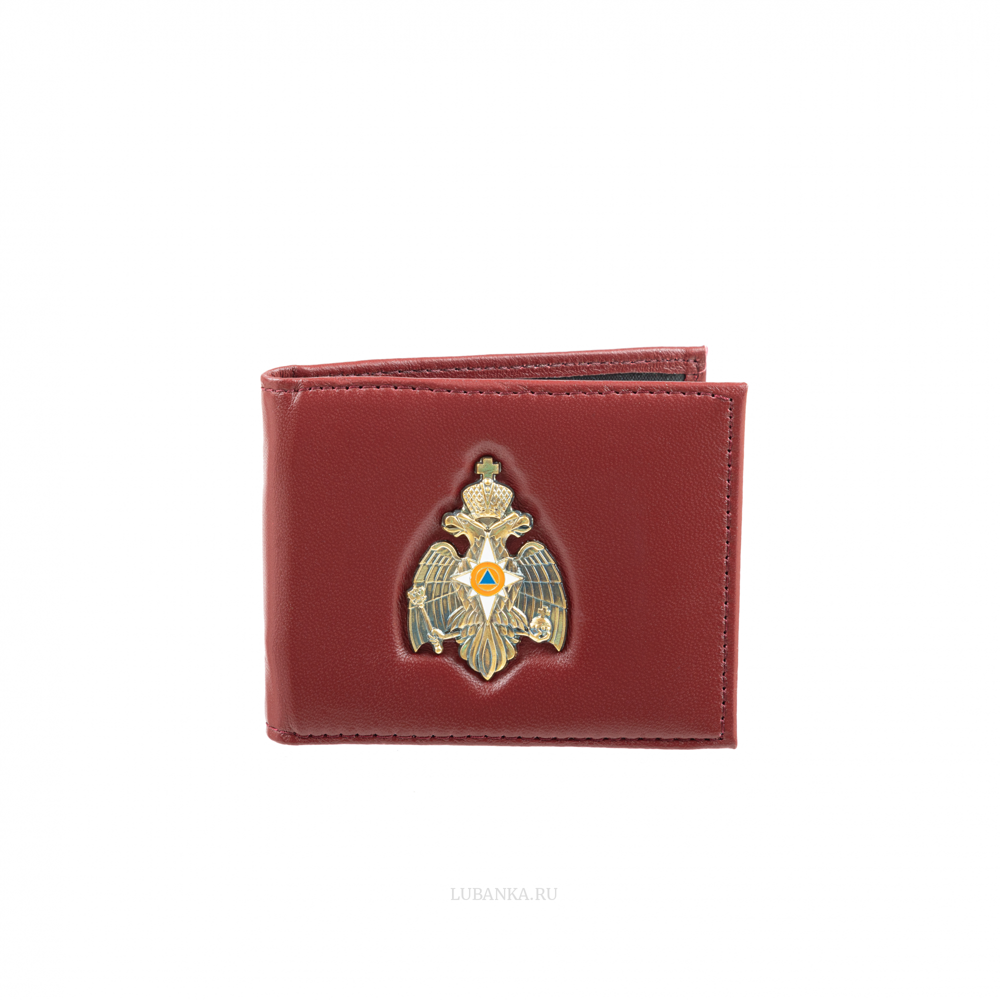 Обложка для удостоверения МЧС с жетоном узкая пухлая бордовая