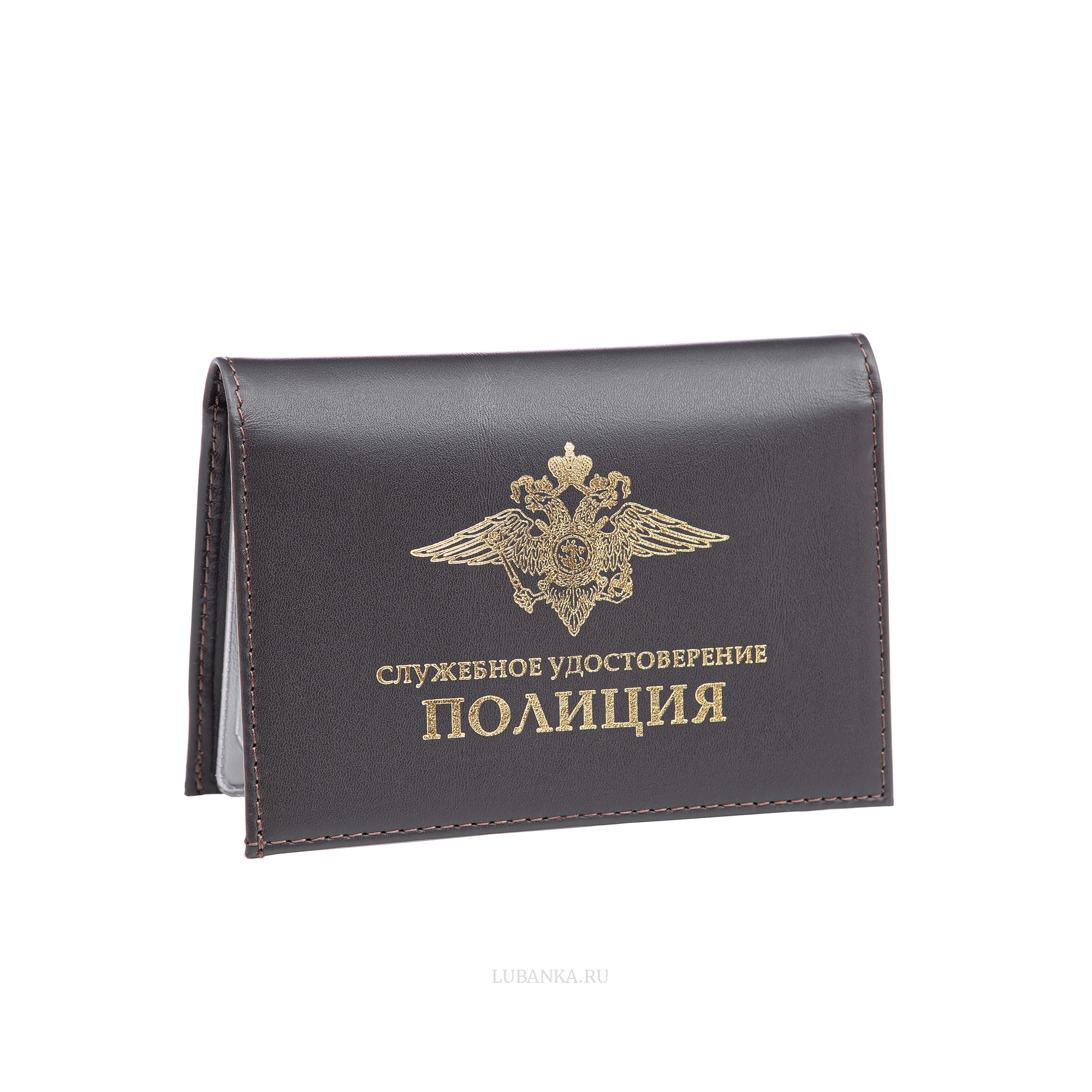 Обложка для автодокументов и удостоверения Полиция с жетоном коричневая