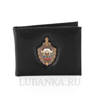 Обложка для удостоверения МВД с жетоном узкая пухлая черная