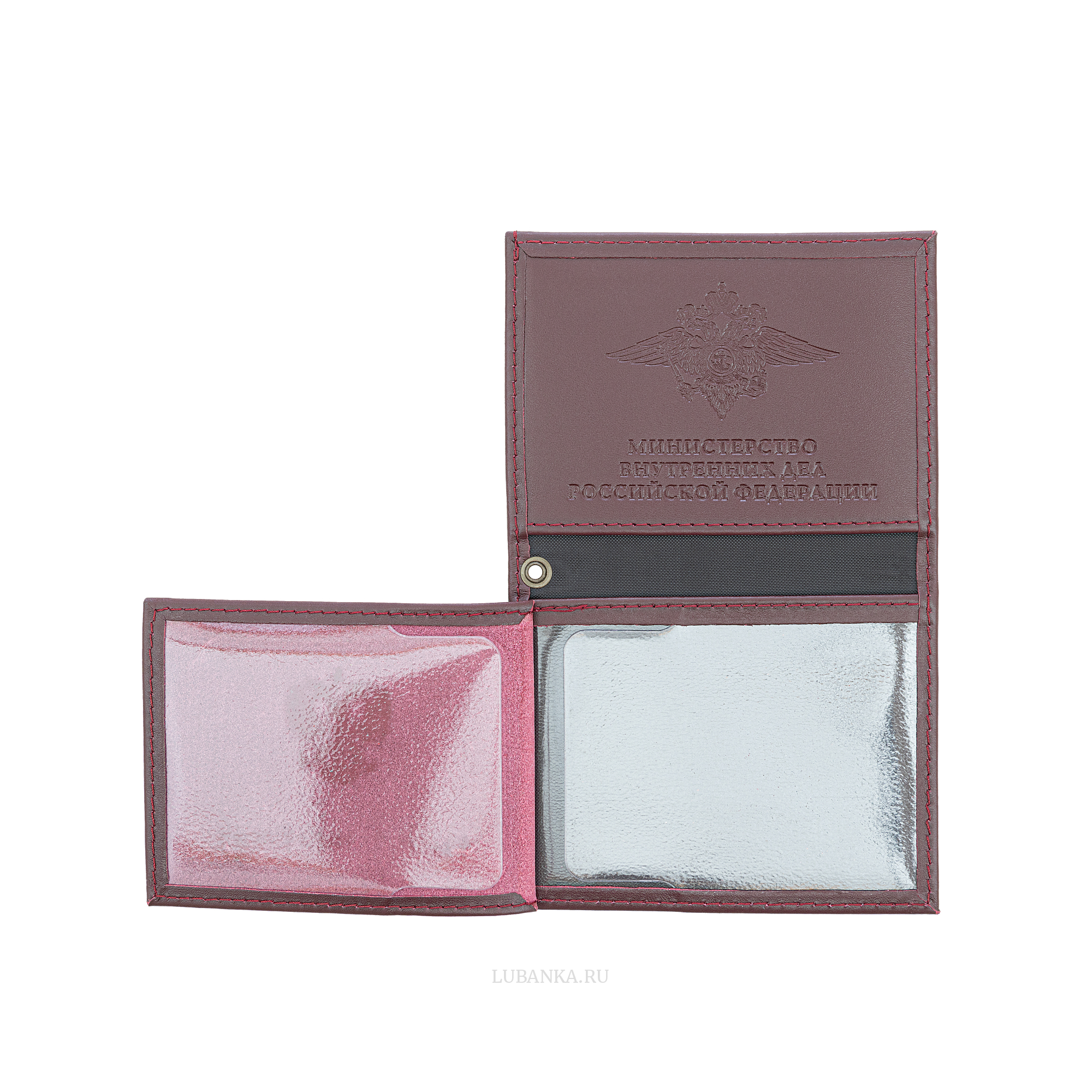Обложка для удостоверения МВД бордовая