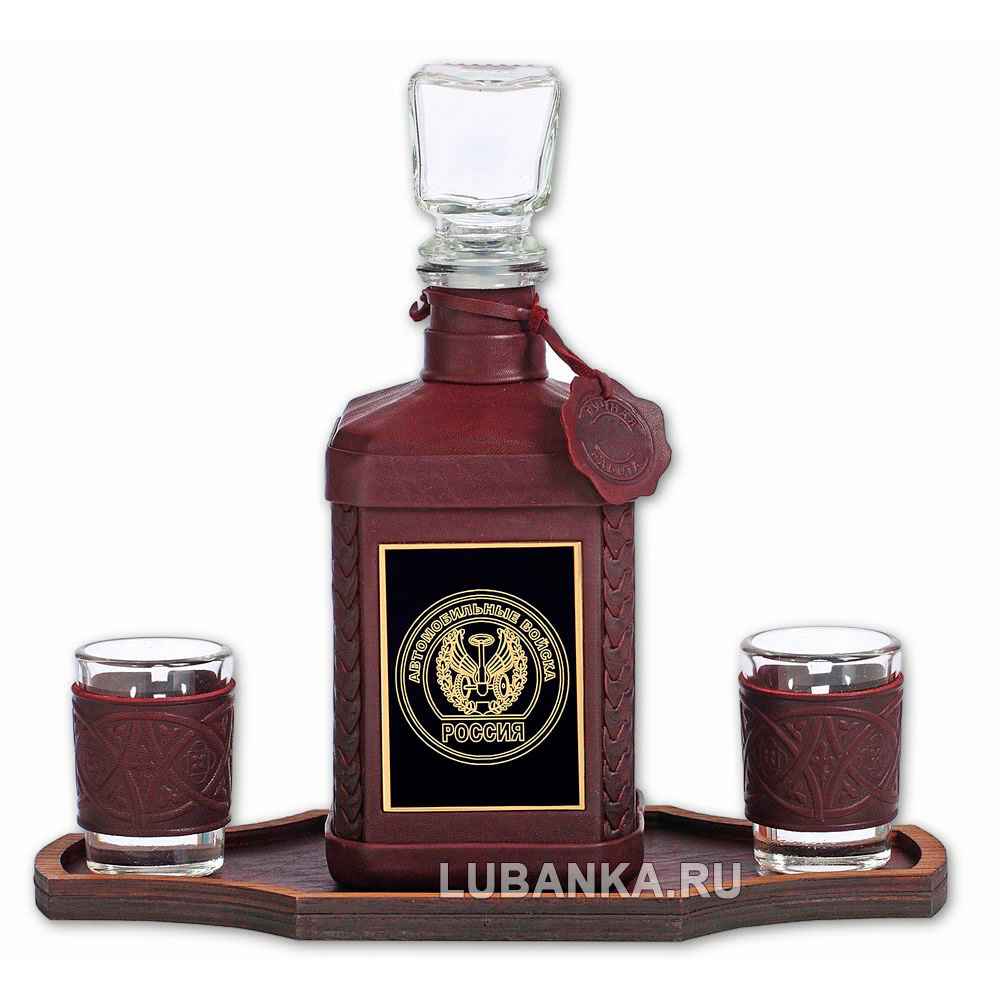 Набор для водки «Автомобильные войска» бордовый