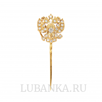 Заколка Герб России серебро с позолотой