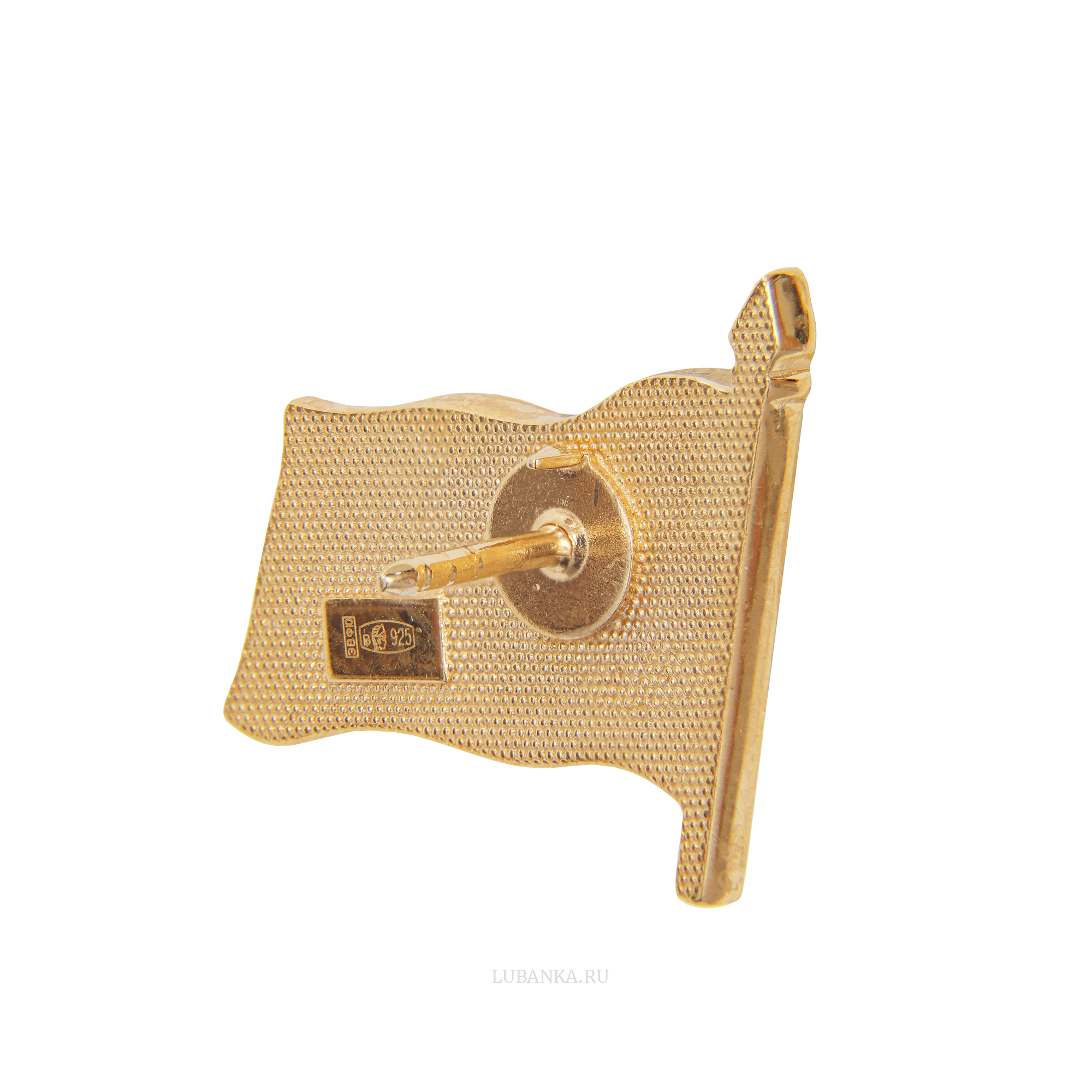 Значок Флаг России серебро c позолотой