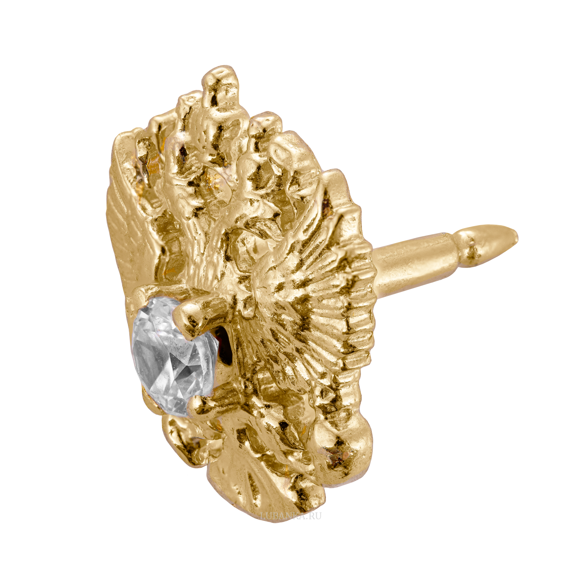 Значок Герб России серебро c позолотой