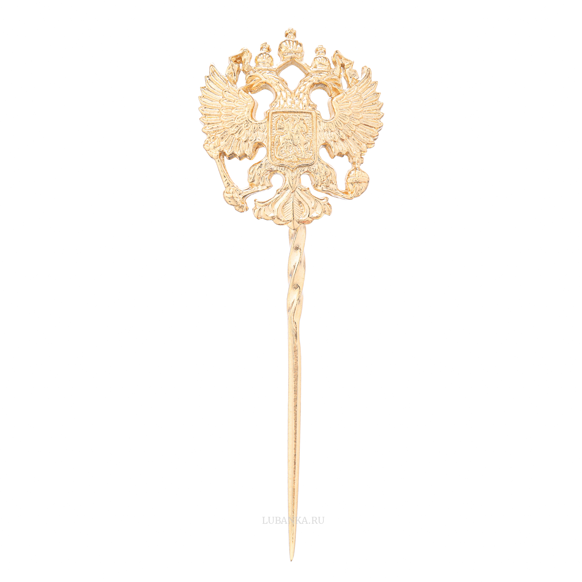 Заколка Герб России серебро с позолотой