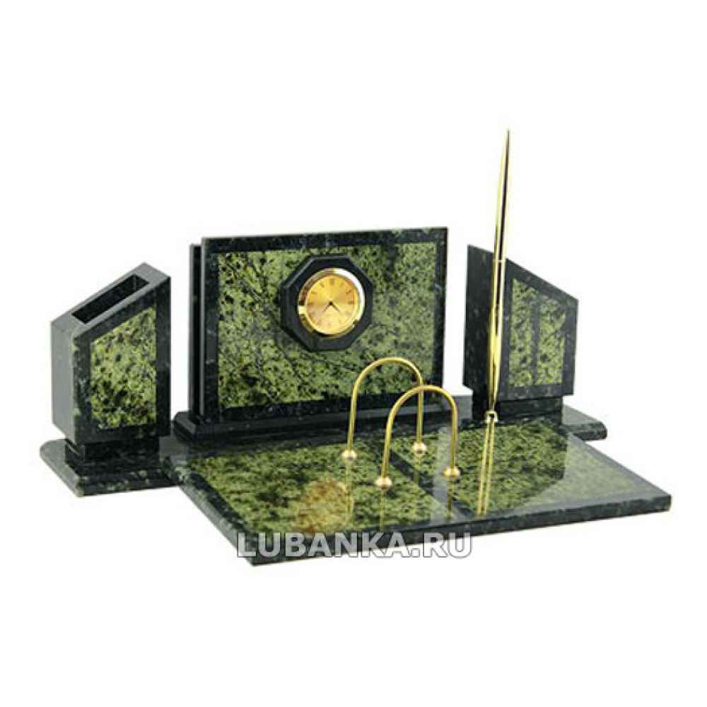 Настольный набор для руководителя «Часы» из камня