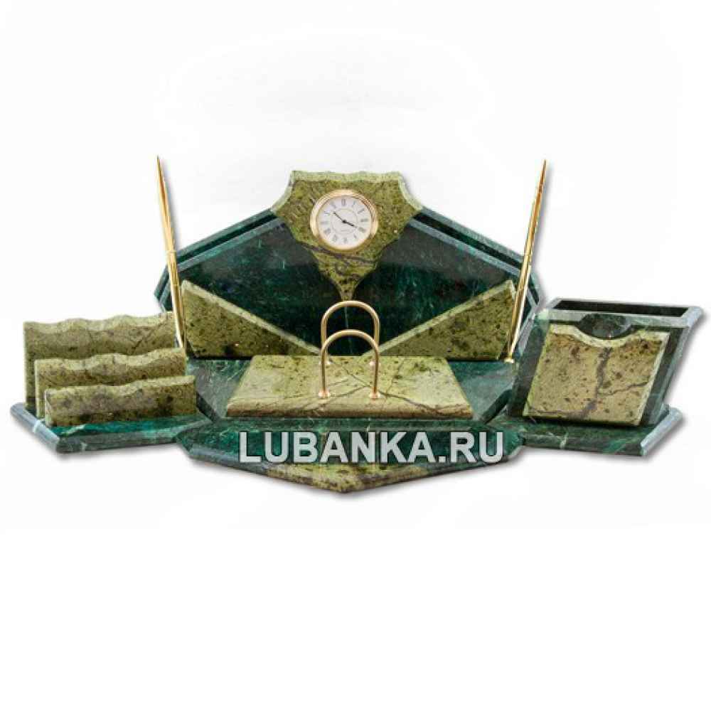 Настольный набор для руководителя «Часы» из камня