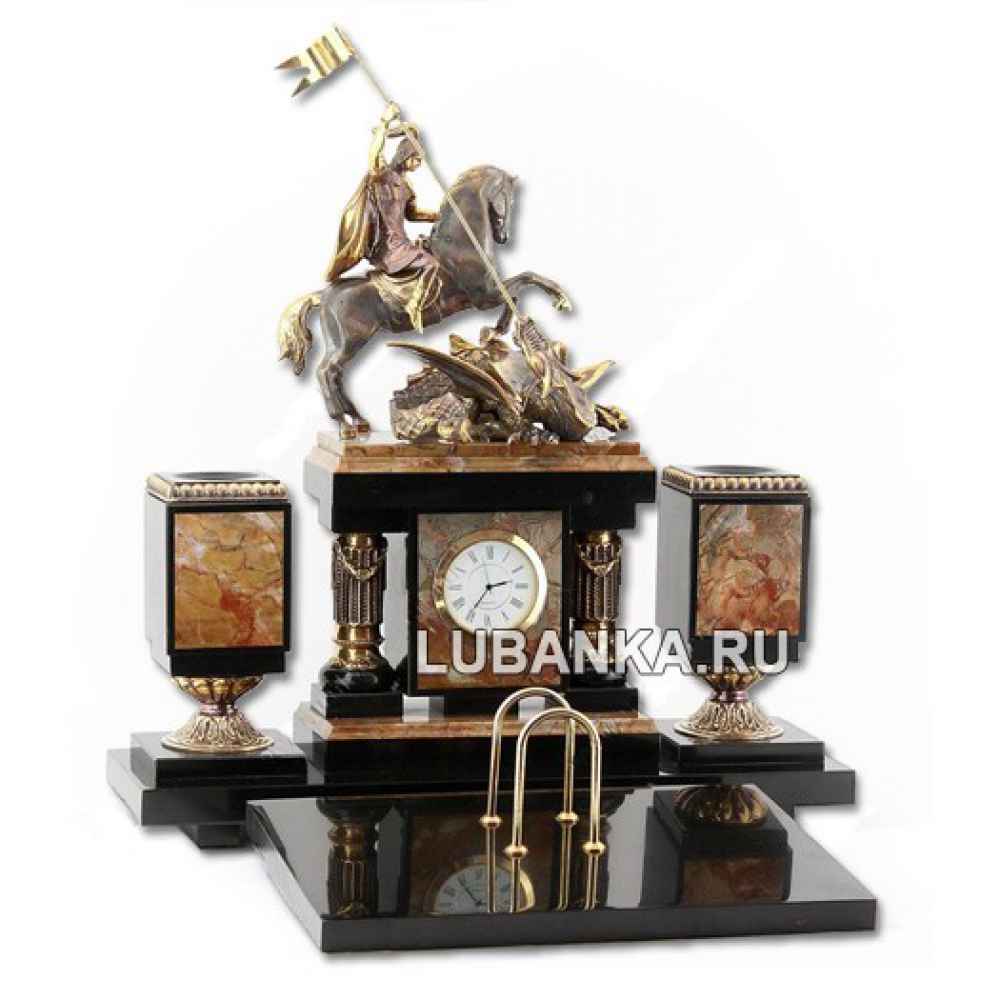Настольный набор для руководителя «Георгий Победоносец» из камня
